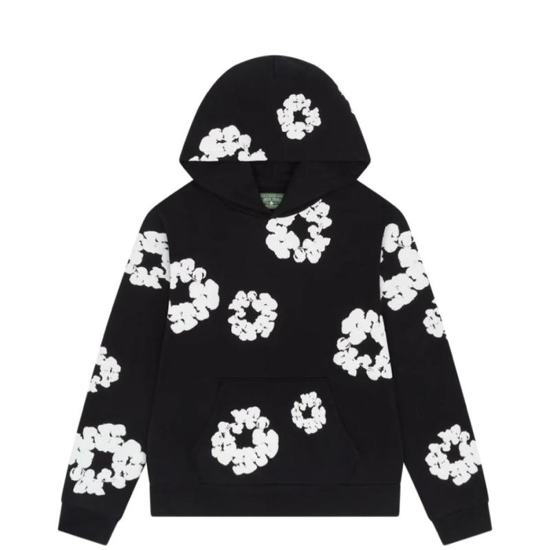 Denim Tear wreath Black Hoodie